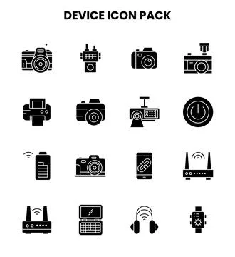 Device Glyph Vector Icons Pack Stock Illustration
