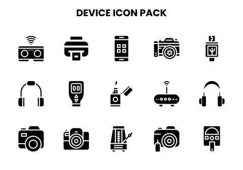 Device Glyph Vector Icons Pack Stock Illustration