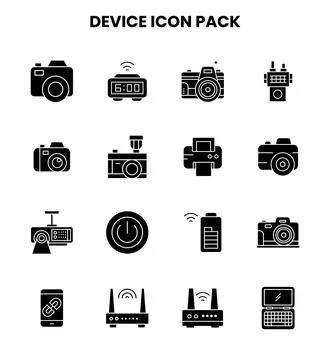 Device Glyph Vector Icons Pack Stock Illustration