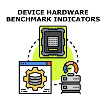 Device hardware benchmark indicators evaluating system performance イラスト素材