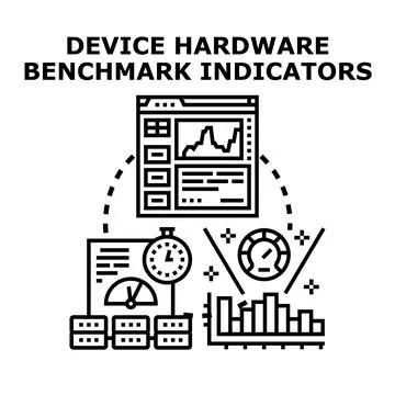 Device hardware benchmarking performance indicators concept vector 库存插图