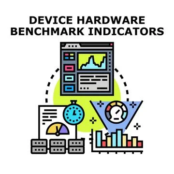 Device hardware benchmarking performance indicators concept vector Illustrazione stock