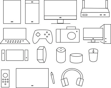 Device Icon Set - Minimal Black &amp; White Vector Icons Stock Illustration