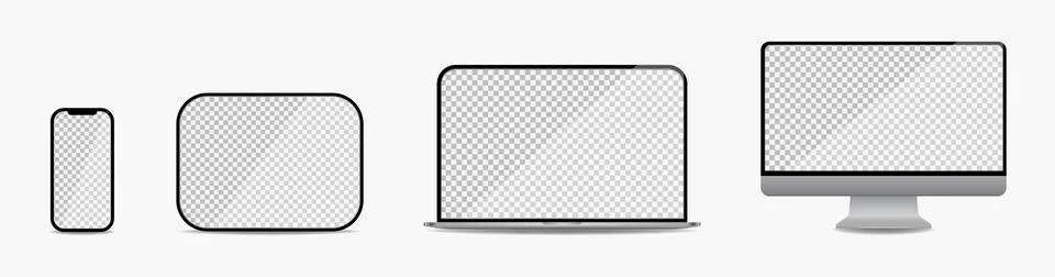 Device icon set. Smartphone, tablet, laptop and computer monitor Stock Illustration