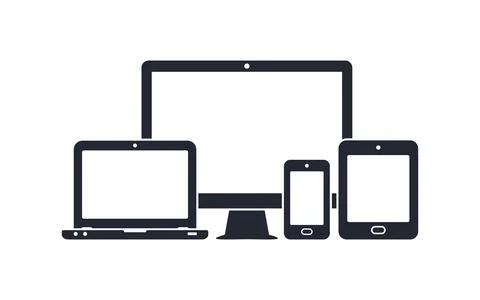 Device icons - desktop computer, laptop, smartphone and tablet Stock Illustration