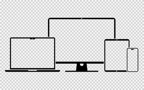 Device icons vector illustration of responsive design for presentation Stock Illustration