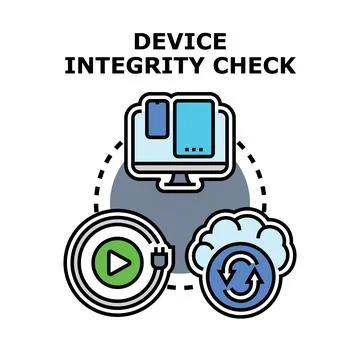 Device integrity check system performing security scan Stock Illustration