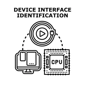Device interface identification linking computing components process Ilustración de archivo