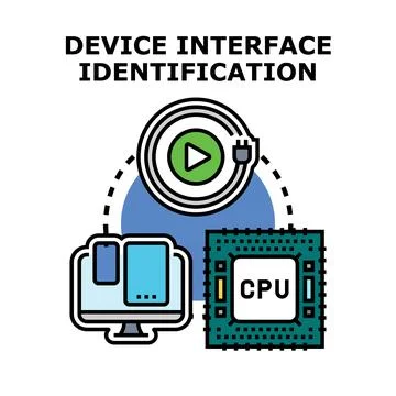Device interface identification linking computing components process Ilustración de archivo