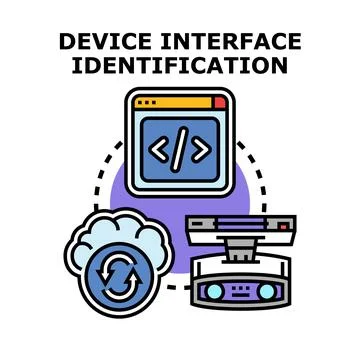 Device interface identification technology connecting hardware and software Stock Illustration