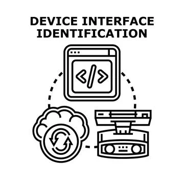Device interface identification technology connecting hardware and software Stock Illustration