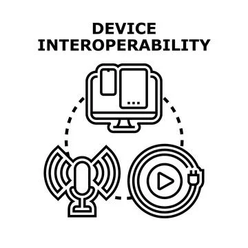 Device interoperability icon representing digital connection イラスト素材