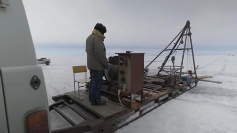 A device for lifting scientific equipment from the bottom of Lake Baikal Stock Footage 264659880
