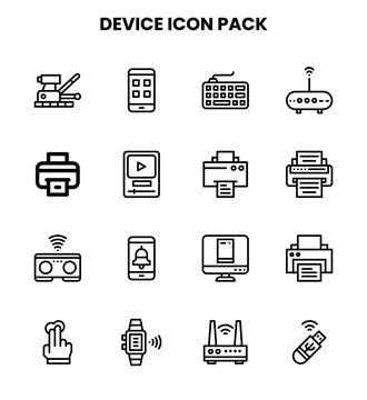 Device Line Design Icons Pack Stock Illustration