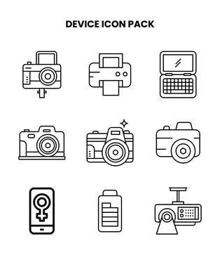 Device Line Design Icons Pack Stock Illustration