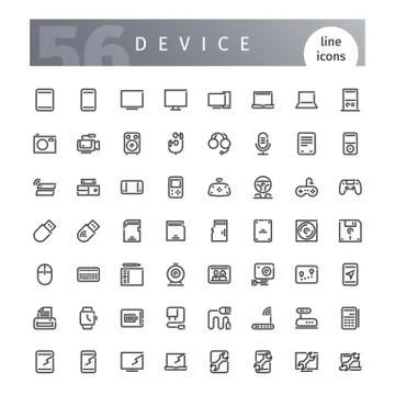 Device Line Icons Set Stock Illustration