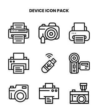 Device Line Set Icons Pack Stock Illustration