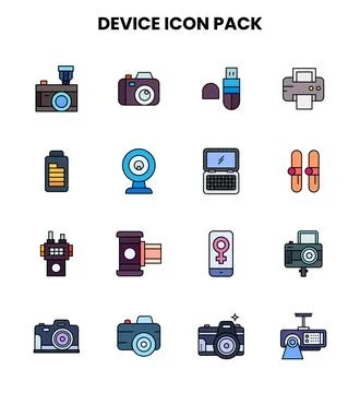 Device Lineal Color Bundle Icons Pack Illustrazione stock