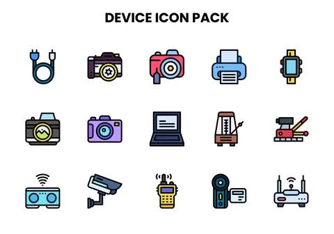 Device Lineal Color Icons Pack Illustrazione stock