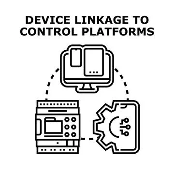 Device linkage connecting to control platforms concept Stock Illustration