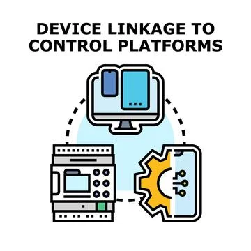 Device linkage connecting to control platforms concept 스톡 일러스트