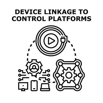 Device linkage to control platforms connecting digital systems Stock Illustration