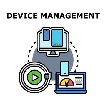 Device management concept illustration for digital devices ecosystem 库存插图