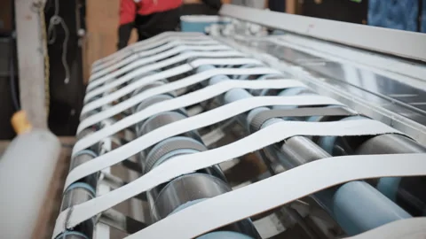 A device for measuring carpet. Rolls of carpet in a store warehouse. Carpet Video stock 274359863