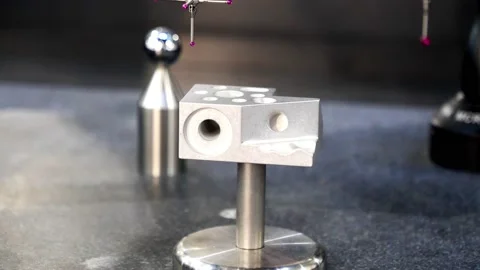 A device for measuring the exact parameters of the surfaces of parts Stock Footage 147869437