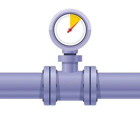 A device for measuring pressure in a pipe. Stock Illustration