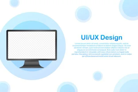 Device mockup banner. Computer UI UX design interface. Blank screen for media Illustrazione stock