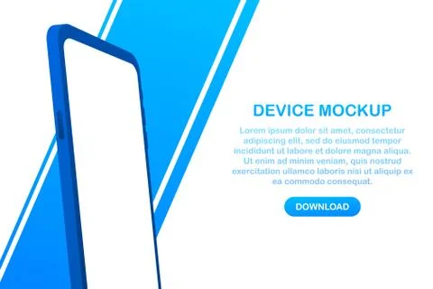 Device mockup banner. Smartphone UI UX design interface. Blank screen for med Illustrazione stock