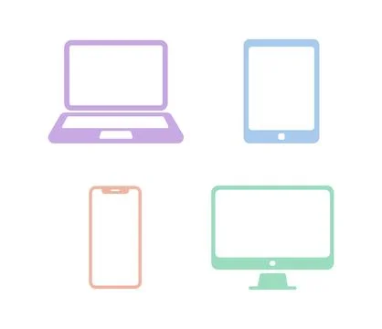 Device mockup icon set with laptop, tablet and smartphone Stock Illustration