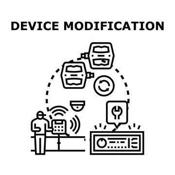 Device modification process updating software and hardware engineering イラスト素材