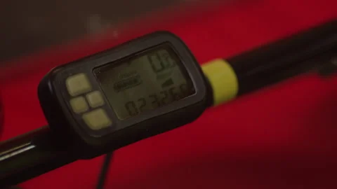 Device On Mountain Bike. Cycling Computer Stock Footage 265085775