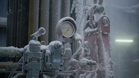 The device mounted on the drilling column shows the pressure Stock Footage 290375148