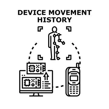 Device movement history tracking digital technology concept illustrating data Stock Illustration