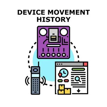 Device movement history tracking with digital monitoring systems イラスト素材