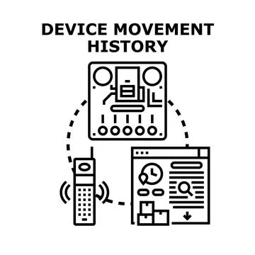 Device movement history tracking with digital monitoring systems Stock Illustration