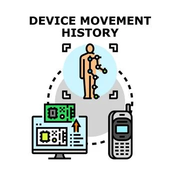 Device movement history tracking digital technology concept illustrating data Stock Illustration