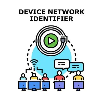 Device network identifier concept communicating a global connection Stock Illustration