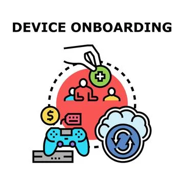Device onboarding process connecting users to cloud system 库存插图