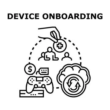 Device onboarding process connecting users to cloud system Stock Illustration