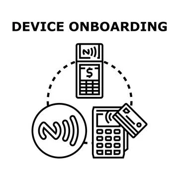 Device onboarding process connecting wireless payment systems Stock Illustration