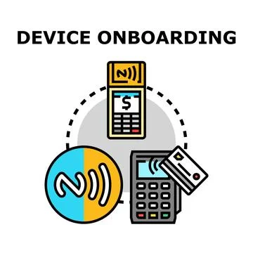 Device onboarding process connecting wireless payment systems Stock Illustration