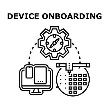 Device onboarding process guiding new technology setup Stockillustratie