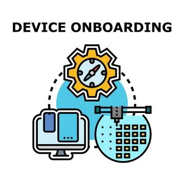 Device onboarding process guiding new technology setup Illustrazione stock