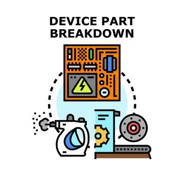 Device part breakdown concept color icon Stock Illustration
