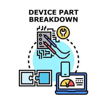 Device part breakdown concept with diagnostic tools and components 스톡 일러스트