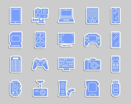Device patch sticker icons vector set Stock Illustration